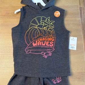 Kohl's Black Sleeveless Hoodie and Shorts Set